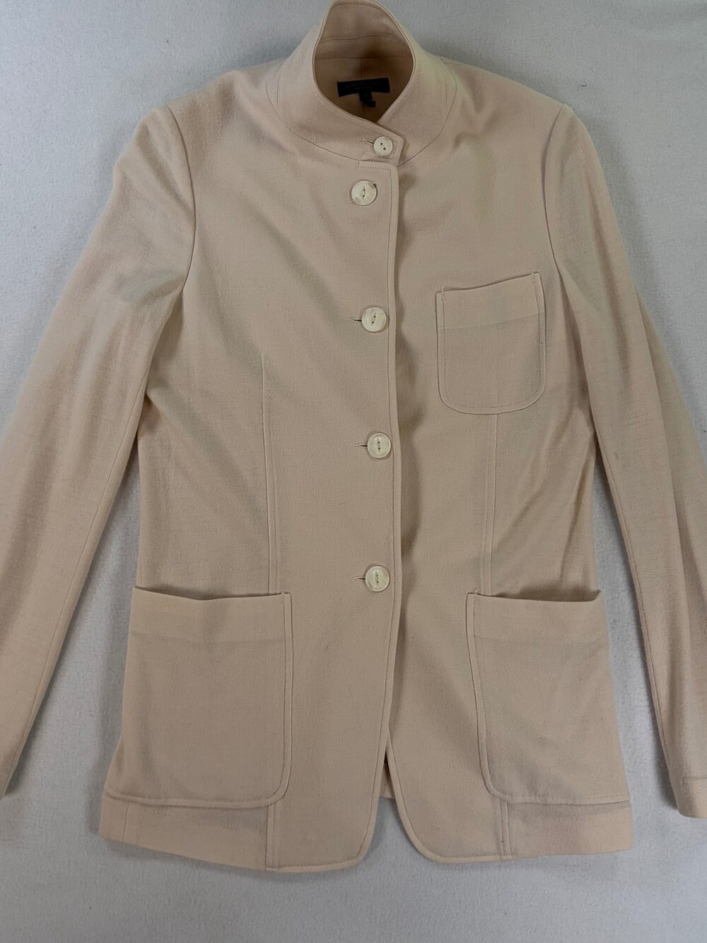 Rag & Bone Blazer Jacket Collarless Button Front Beige Women's Size 4